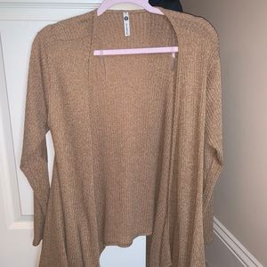 Mustard yellow/ brown sweater with elbow patches